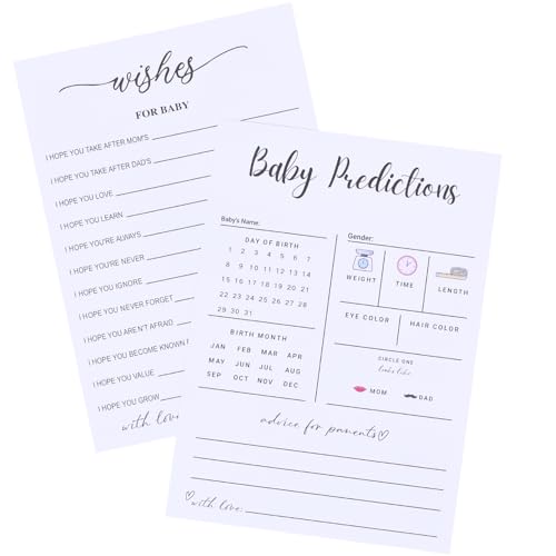 Image of 200 Count Baby Shower Game Cards - Gender Reveal Prediction & Advice Cards for New Parents | Fun Party Activity with Wishes for Mommy & Daddy | Boy or Girl Guess | Modern Minimalist Design