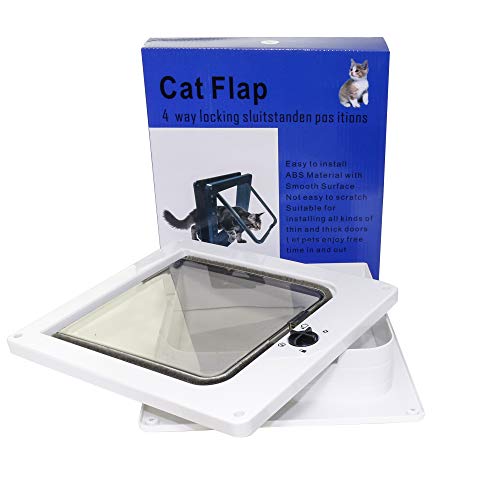 Portas de gato URBEST, (versão atualizada) porta magnética para animais de estimação com trava rotat