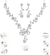 Uloveido Sparkly Costume Bridesmaid Jewelry Set for Women Crystal Necklace and Stud Dangle Drop E...