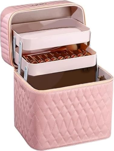 AZIEBAY 化粧品袋、大容量、防水防塵、ジュエリー/アクセサリー/化粧品収納、多機能、ミラー付き、持ち運び簡単、多層、仕分け簡単、旅行/出張に最適、おしゃれ、ギフト