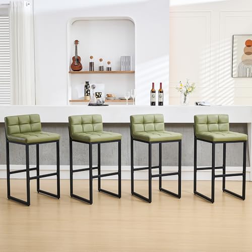 FIRAVOE Set of 4 Bar Stools, Upholstered Bar Height Barstools