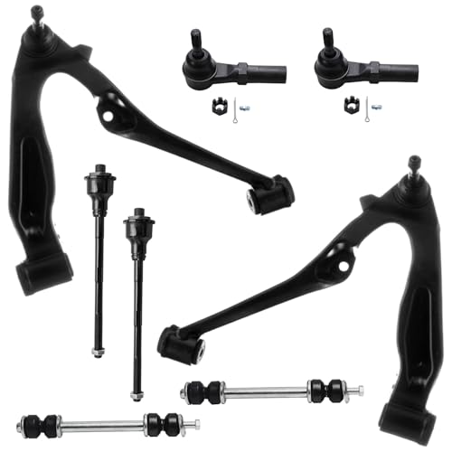 Image of Detroit Axle - 8pc Front End Suspension Kit for 2001-2010 Chevy Silverado 2500 HD 3500 HD GMC Sierra 3500 3500 HD, 2001-2004 Sierra Silverado 2500 Lower Control Arms w /Ball Joints Tie Rods Sway Bars