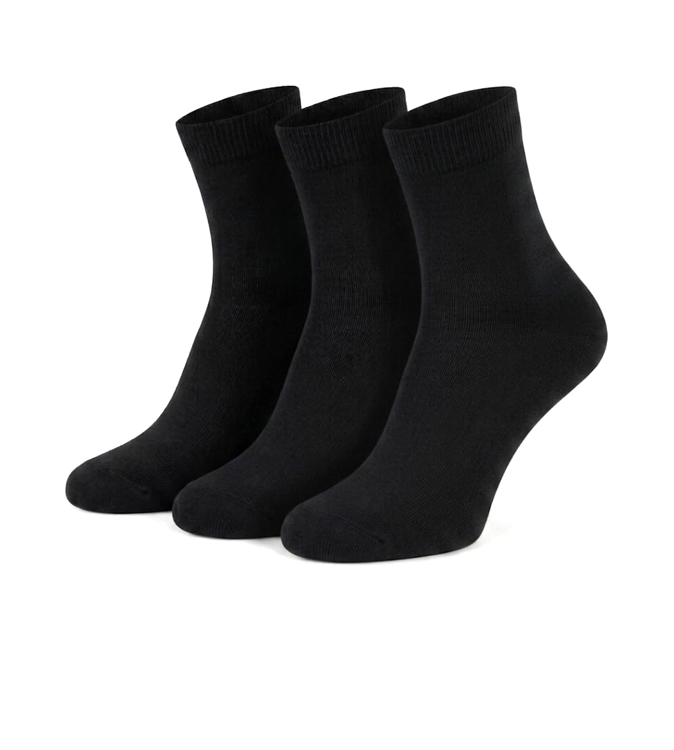 maurya samrajya Men’s Premium Cotton Socks – Breathable, Sweat-Absorbent, Odor Control, Soft Stretch Cushioned Socks for Office, Business, Casual & Daily Wear (Black, Pack Of 3)-picture-16
