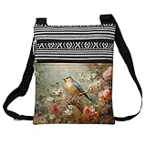 LiuenMgg Oil Painting Floral Bird Messenger Bag Small Ethnic Pattern Printed Adjustable Strap Crossbody Zipper Bag Oil Painting Floral Bird Phone Bag Wallet Cute Shoulder Handbag for Women Friends -4