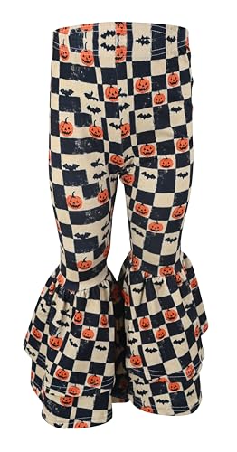 Image of Unique Baby 2 Piece Girls Double Bell Bottom Leggings Outfit with Long Sleeved Shirt Kid and Toddler Clothes Set