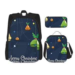 Kerstklokken Multifunctionele 3-in-1 schooltas set voor tienermeisjes voor volwassenen/kinderen herbruikbare lunchboxen…
