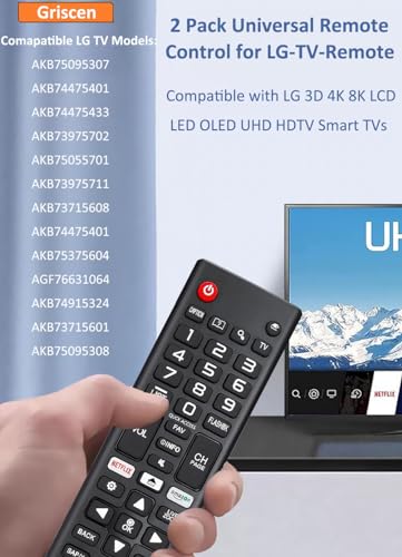 (Pacote com 2) Controle remoto de substituição para LG Smart TV, controle remoto universal para LG todos os modelos LED LCD OLED HDTV 3D Smart TVs AKB75095307 AKB74915305 AKB75375604 AKB73715608