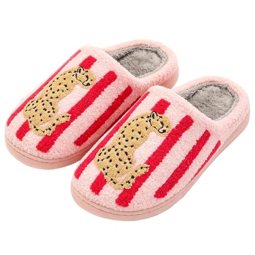 Image of Cute Animal Slippers for Women Man Cartoon Animal Slippers for Woman Fuzzy Memory Foam Winter Warm Fluffy Shoes
