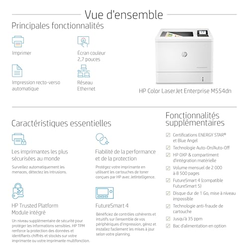 HP Color LaserJet Enterprise M554dn - vue 3