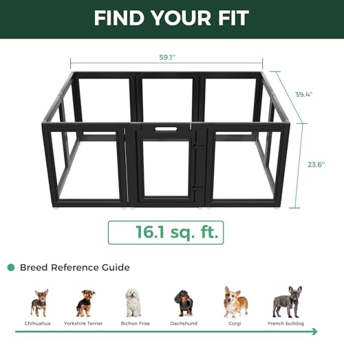 Image of FXW AuraSpace Acrylic Indoor Dog Playpen for Puppies and Small Dogs, 24 Inch, 10 Panels, Black