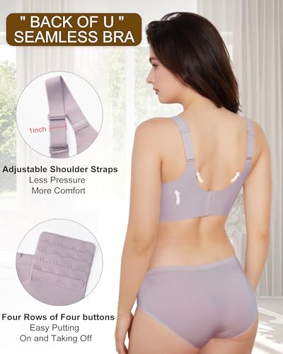 HORISUN Women's Seamless Bra Wavy Wireless Full Coverage Padded Smoothing No Underwire Comfort V Neck Bralettes with Support4