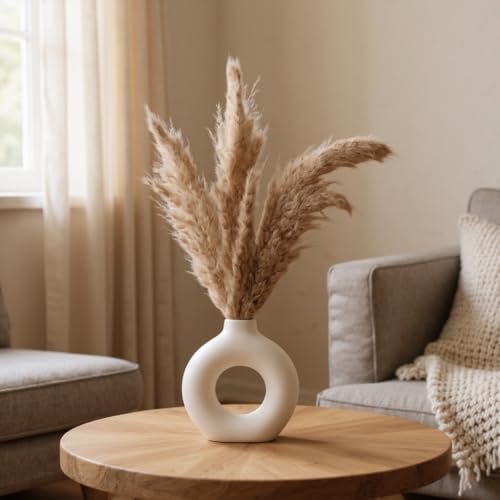 Image of Decorative Glass Vase for Flower Plants | Clear Glass vases for Home Decor | Glass vase for Living Room (Donut)