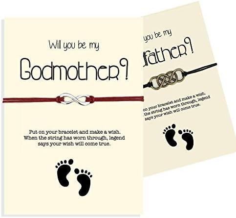 Will you be my godparents gift set of 2. Will you be my Godmother or godmother proposal, Wish Bracelet Gifts for Godmother and Godfather, Godparent proposal