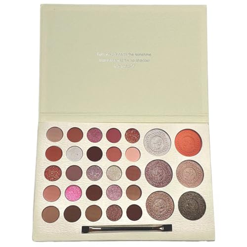 Ensemble de Maquillage pour Filles, 31 Couleurs,Coffret Maquillage Enfant, Non Toxiques,avec 6 pinceaux lavables, Performance scénique, Halloween, fête,Noël Anniversaire Jouet (Fuzzy Gold Powder)