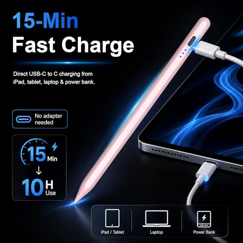 Image of HATOKU Stylus Pen for Apple iPad 2018-2026 for Note-Taking Drawing Pink