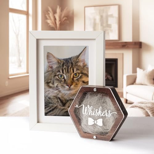 Image of Personalized Pet Hair Keepsake Box for Dog and Cat Fur - Engraved Wood Memorial Box - Unique Customized Gift for Loss of Furry Friend Wooden (Dark Diamand Clear Lid)
