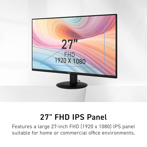 Image of msi PRO MP272LE 27-inch IPS 1920 x 1080 (FHD) Computer Office Monitor, 100Hz, Adaptive Sync, HDMI, DisplayPort, Tilt, 4-Side Slim Bezel 1ms, Black