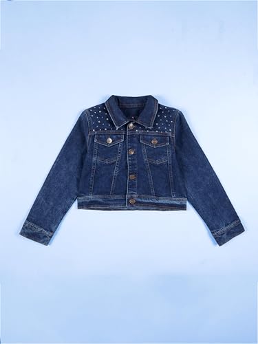 Image of Girls Full Sleeve Solid Crop Denim Jacket
