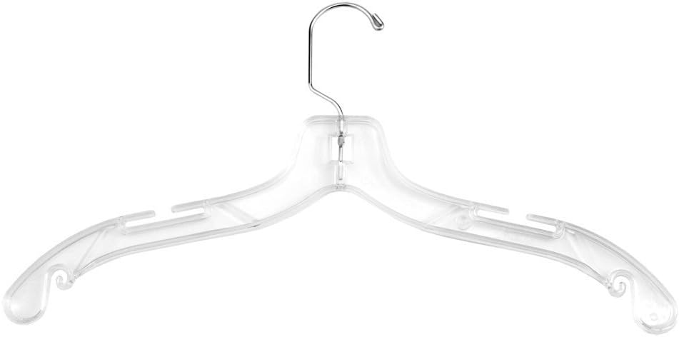 NAHANCO 505 Plastic Dress Hanger, Middle Heavy Weight, 17", Clear (Pack of 100)