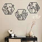 OYEFLY 3 Pcs Metal Flower Wall Art, Farmhouse Wall Decor (Black) - Image 4