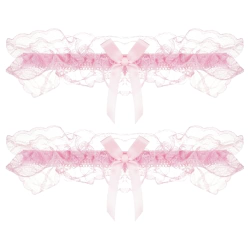 Umiin Rosa Strumpfbänder, Braut-Accessoires, Hochzeit Strumpfbänder für Braut zu sein, elastische weiche Spitze Strumpfband für Oberschenkel hoch