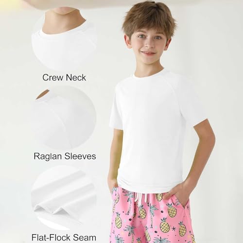 Youth Kids Rash Guard Shirts UPF 50+ Rash Short Sleeve Dry Fit Athletic Shirts T Shirt Running Workout Gym Swim Active Tee3
