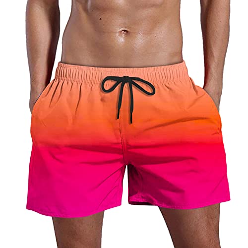 GVGV Boardshorts Herren Farbverlauf Schnell trocknend Sport Strandhose Lässige Badehose mit Tunnelzug Schnelltrocknende Beachshorts Schwimmhose Männer, Rot, 4XL Cover