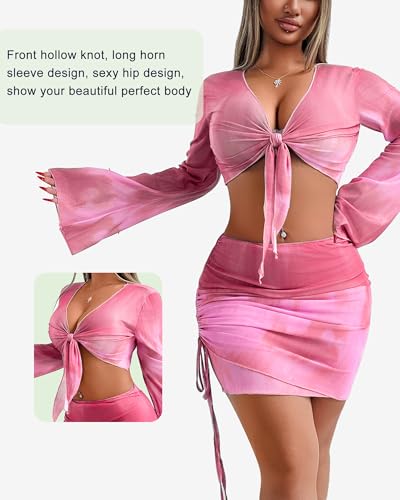 Image of Two Piece Skirt Set Shirt and Skirt Set for Women Going Out Sets Club Outfits Cute 2 Piece Sets Sexy Rave Mini Skirt
