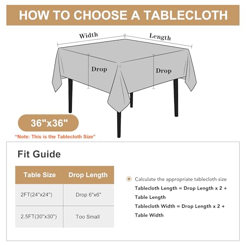 Image of sancua Small Square Tablecloths, Natural Table Cloth, 36x36 Inch | For Square or Round Tables, Washable Polyester Fabric Cover, For Nightstand End Bedside Tables