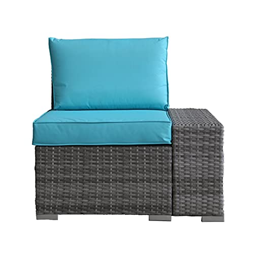 Lukeo Oval Shape Outdoor Patio Pe Rattan Wicker Furniture 6 Pcs Set Sectional 2 Middle+2 Armrest+1 Corner Sofa+1 Tea Table (Color : E) #TOP3