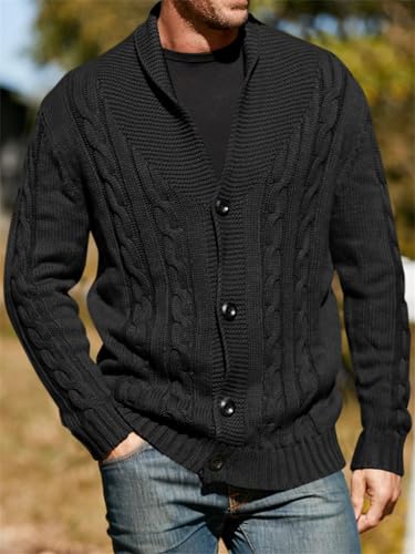Men's Cardigan Sweater Casual Stand Collar Button Down Knitted Office Cardigan, Collar Casual Long Sleeve Sweaters2