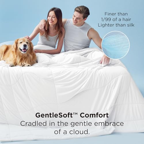 Bedsure Cooling Comforter Cal King - Cooling Blankets for Hot Sleepers, Lightweight Comforter for Summer with Dual-Sided Cool Tech, Soft Breathable Cold Blanket for Sleeping, White, 102x96 Inches