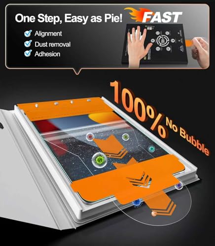 Image of EZ-GLAZ-2 Pack for iPad 10.2 Inch Screen Protector 9th 8th 7th Gen (2021&2020&2019), Military-Grade Shatterproof, 9H+ Tempered Glass with Installation Box, Anti-Scratch, Apple Pencil Compatible, HD Clarity, Bubble Free