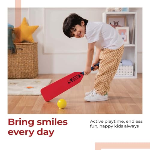 Image of Lifelong Foam Cricket Bat & Ball Set for Kids with Easy-Grip Handle | Safe Non-Toxic | Indoor & Outdoor Play Cricket-Kit for Kids 1-4 Years | Red