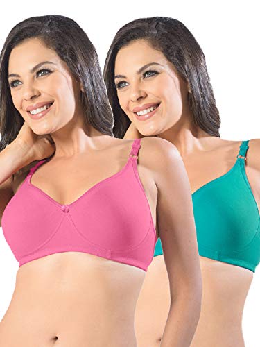 Image of SONARI Womens Non Padded Cotton Spandex Bra | Wire Free, Medium Coverage, Essential Bra | Adjustable Straps, Hook and Eye Closure and Wide Square Back Design for Everyday Comfort -D14