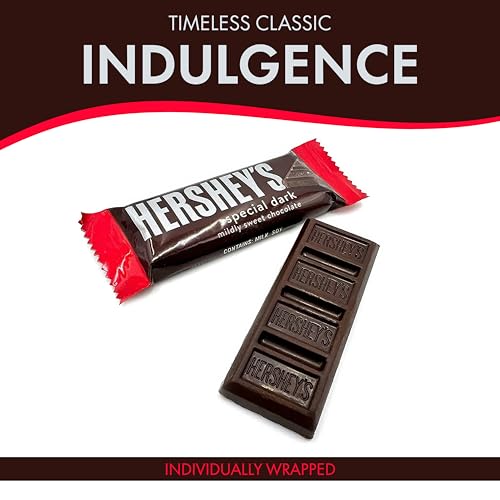 Chain & Jo Sweets Hershys Special Dark Mildly Sweet Chocolate - 2 Pounds Approx 70 Halloween Candy Bulk Individually Wrapped - Dark Chocolate Hershys Snack Size Candy Bars thumb #4