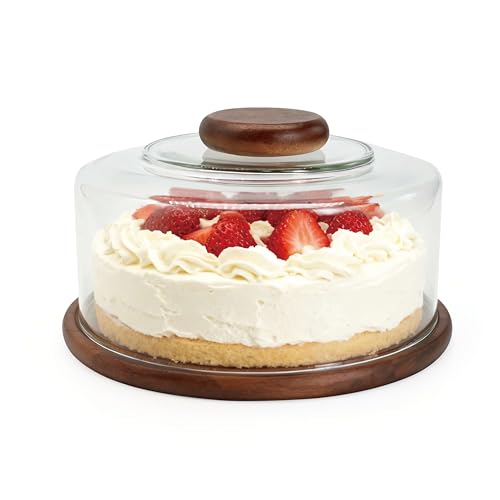 seicasaya Cake Stand with Lid, Premium Acacia Wood...