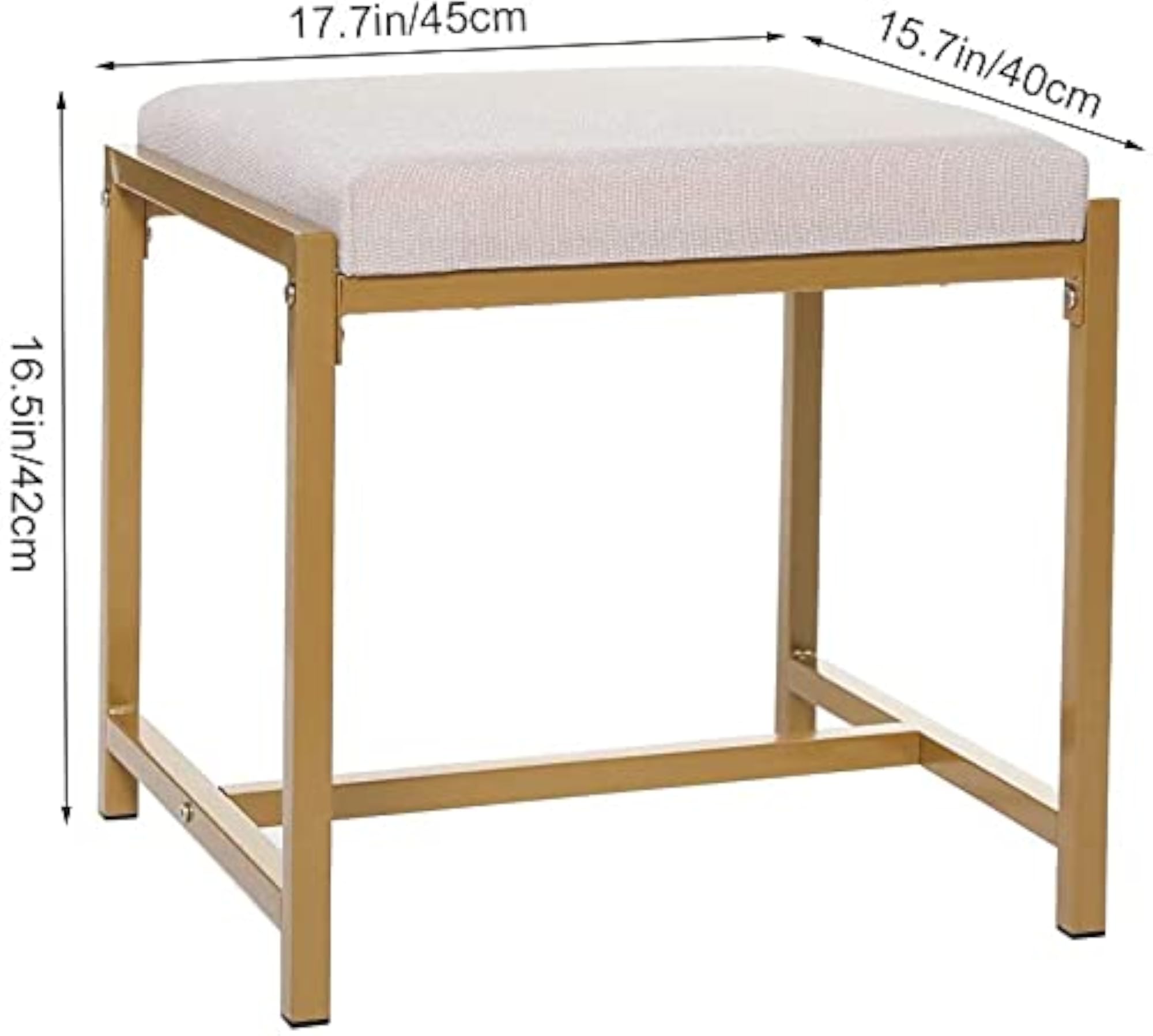 Large Vanity Stool with Metal Legs