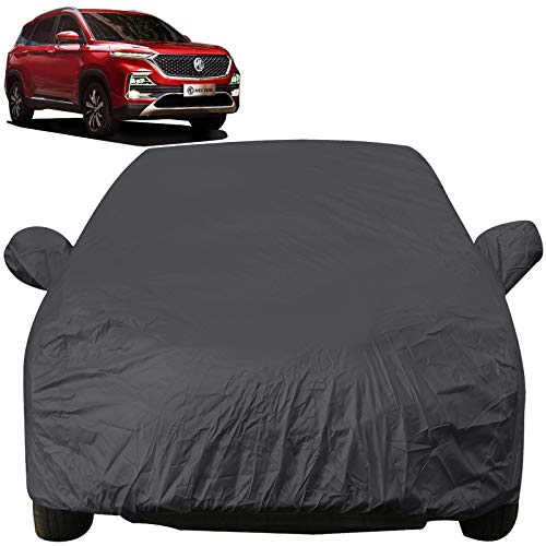 Image of Autofact Car Body Cover with Mirror Pockets Compatible for MG Hector (Triple Stitched, Bottom Fully Elastic, Grey)