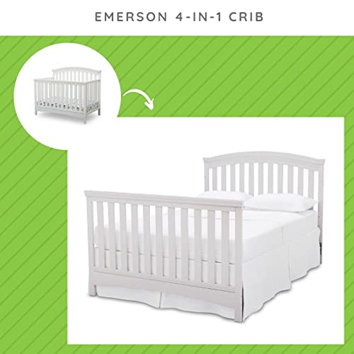 Image of Full-Size Conversion Kit Bed Rails Compatible with Emerson Convertible Crib by Delta Children - Solid Wood Rail #0050 - Toddler & Adult Bed Rail for Full-Size - Nursery Furniture (Bianca White - 130)
