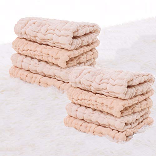 LIUNIAN 8 PACKS Baby Musselin Waschlappen, 100% Baumwolle, natürliche Baby-Tücher, extra weiches, atmungsaktives Neugeborenes Baby-Gesichtstuch für empfindliche Haut, 12"x12"