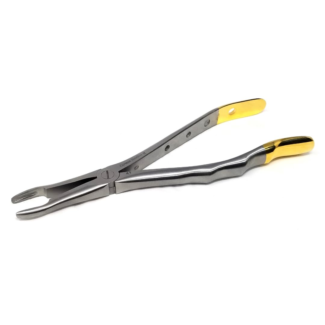 IMEDS Dental Extracting Forceps #41 with Serrated Beaks Lower Molar Tooth Extraction German Stainless Steel Tools Comes in Gold Handle
