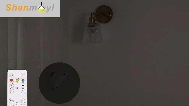 Image of Shenmoyl Vintage Battery Operated Wall Sconce with Transparent Stripe Glass Lampshade Rechargeable Battery Powered Wall Light with Remote Control for Bedside Bedroom Doorway