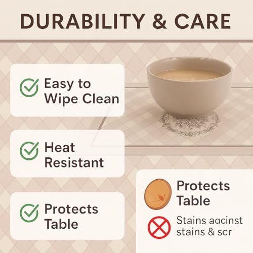 Image of YELONA Leather Dining Table Placemats Set of 4 - Waterproof, Heat Resistant, Anti-Slip, Easy to Clean Table Mats for Dining Table, Kitchen & Home Decor (Pastel Pink, 40 x 30 cm)