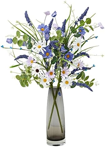 Helera 2 Bundles Artificial Spring Wildflowers Bouquet Colorful Daisy Silk Flowers Blossom Garland Long Stem Fake Flowers for Indoor Flower Arrangement Home Garden Grave Party Wedding Decor (Purple)