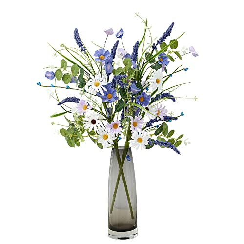 Helera 2 Bundles Artificial Spring Wildflowers Bouquet Colorful Daisy Silk Flowers Blossom Garland Long Stem Fake Flowers For Indoor Flower Arrangement Home Garden Grave Party Wedding Decor (Purple) #TOP6
