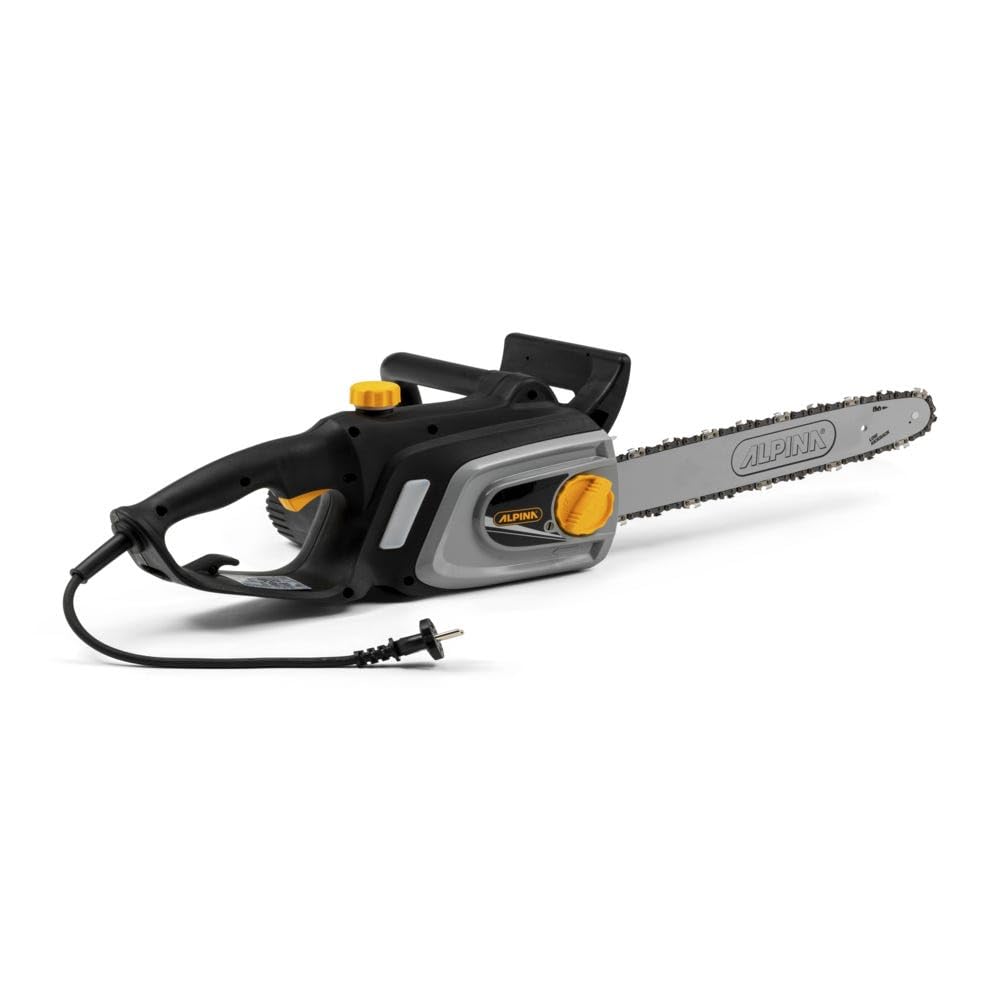 Alpina Motosierra eléctrica ACS 180 E 14 pulgadas. Para operaciones de corte de madera. Barra de corte 35 cm 14 pulgadas. 1800 W. Velocidad de la cadena 10 m/s. Tensión lateral