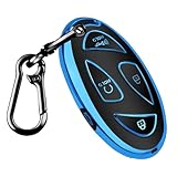 QBUC for Hyundai Kona Key Fob Cover, Hyundai Ioniq 6 Key Case for Hyundai Grandeur GN7 KONA Elanrtra Sonata Tucson 2023 2024 2025 Santa Fe Limited Smart Key Protector with Keychain (Blue, 5 Buttons)