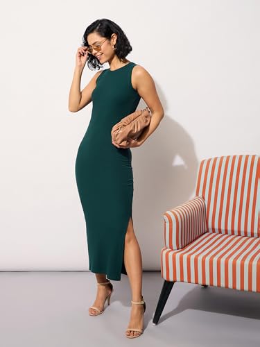 Image of barcino Black Rib Sleeveless Bodycon Maxi Dress