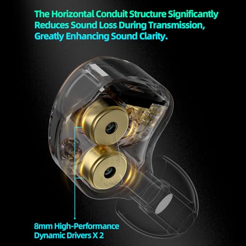 Image of KZ Taurus in Ear Monitor Headphones, Horizontal 2DD Gaming Earbuds Wired IEM in Ear Headphones, Noise Cancelling Ear Buds Sound Localization in-Ears for Singers Musicians Audiophiles
